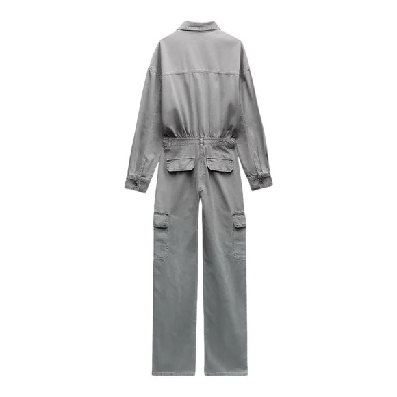 ZARA | Gray | TRF DENIM OVERALLS WITH DISTRESSED EFFECT - Picture 5 of 11